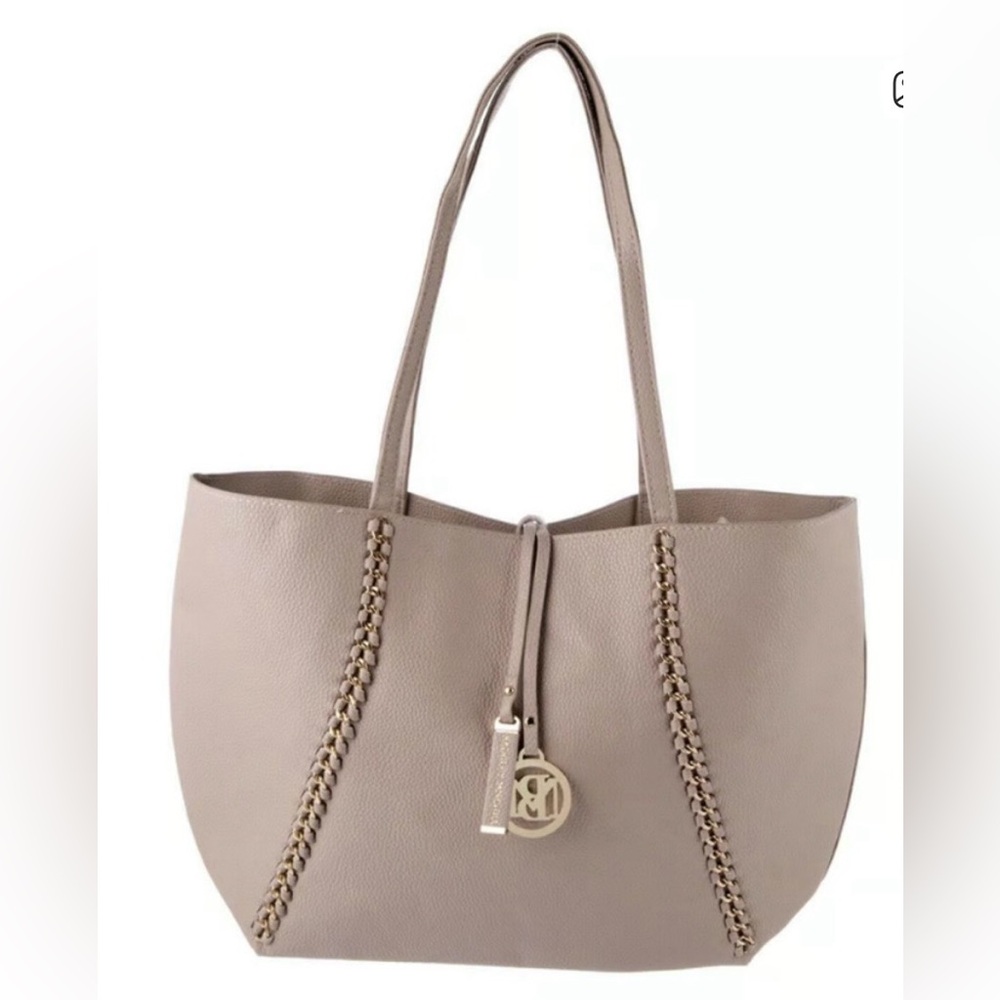 NWT Badgley Mischka decorative chain tote in taupe
